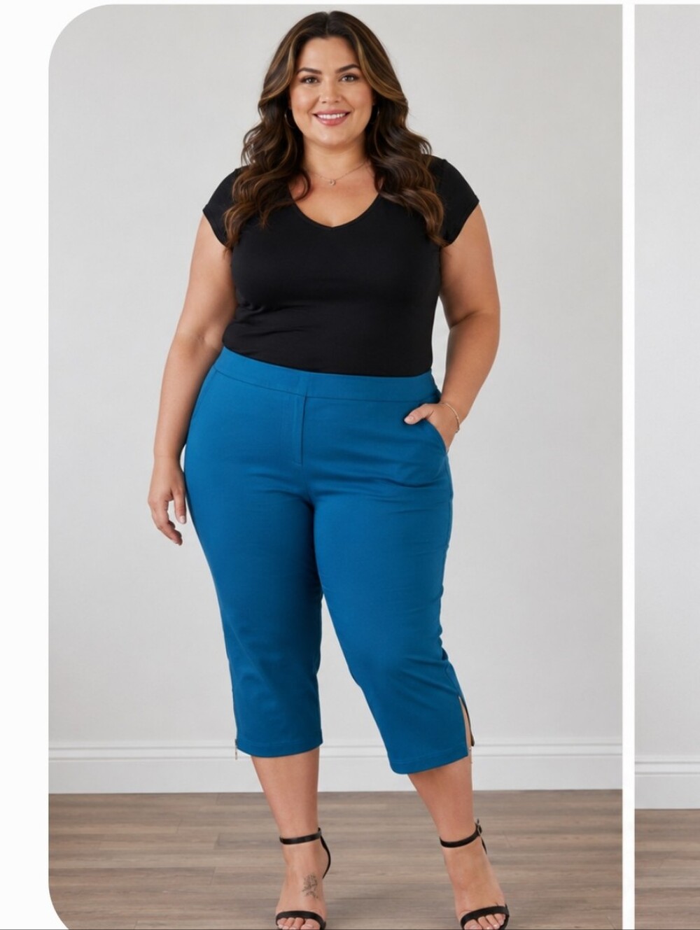 Avenue Teal Capri Pants Size 24 Stretch Zip Hem Plus Size NWT